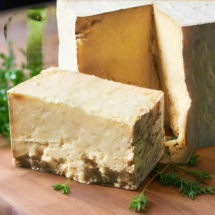 tumbleweed cheese, block, with cube cut out, crumbly mountains